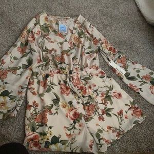 Ivory bone floral casual romper